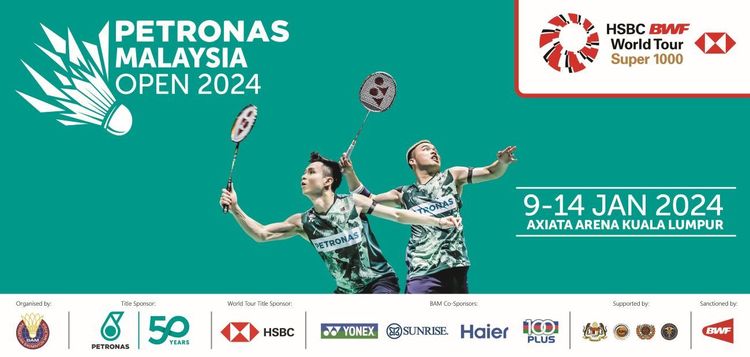 Malaysia Open 2024 akan digelar pada 9-14 Januari 2024.