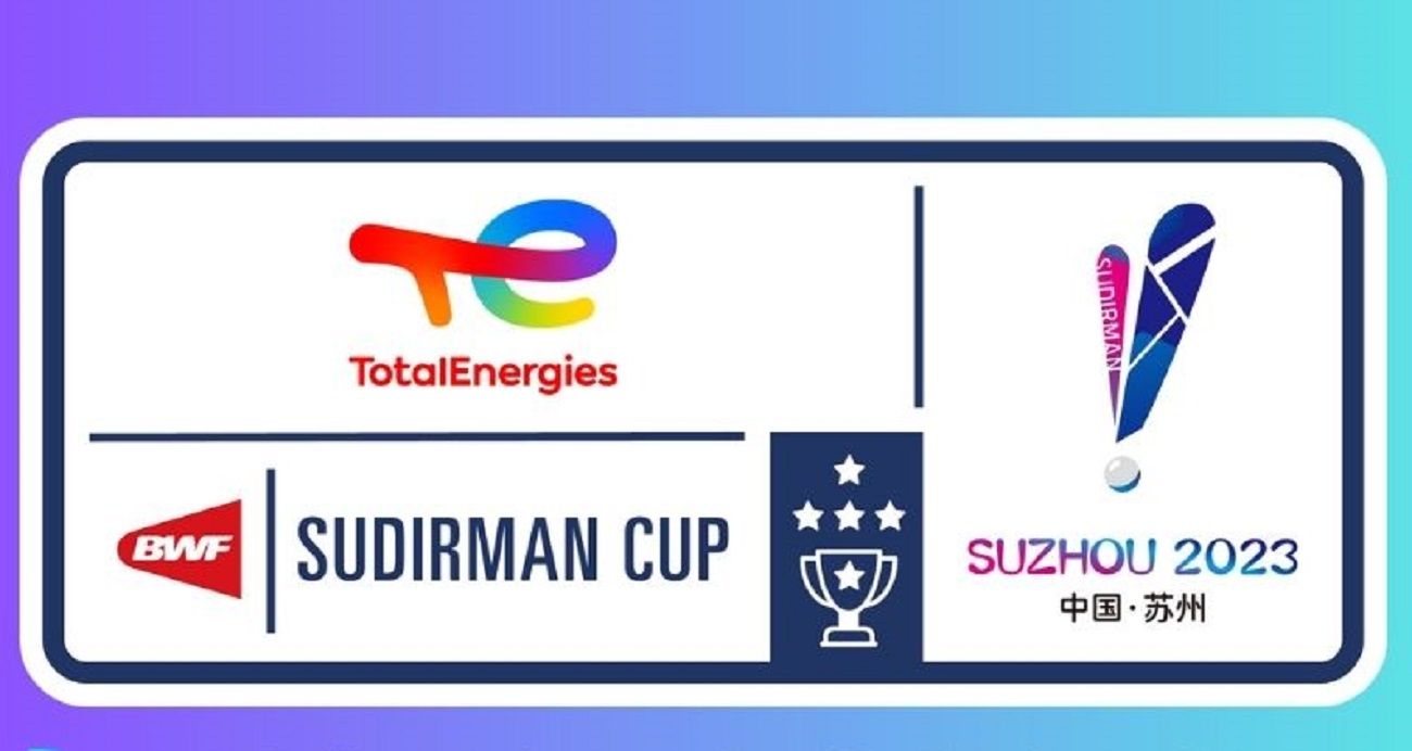 Poster logo turnamen badminton beregu Sudirman Cup 2023