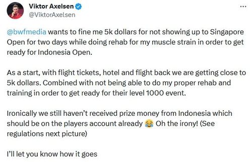 Waduh, Viktor Axelsen Ngaku Belum Terima Duit Hadiah Indonesia Open 2023, PBSI Malah Bilang Gini