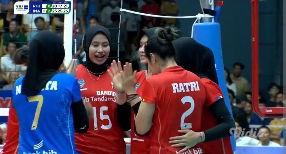 Tim voli putri Indonesia melakoni laga terakhir ajang SEA V League 2023 sektor putri melawan Filipina pada Minggu (6/8/2023)