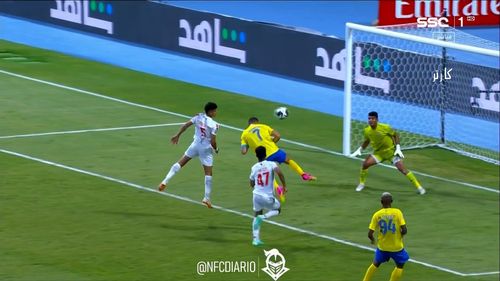 Gol sundulan Cristiano Ronaldo di laga Arab Club Championship Cup yang mempertemukan Zamalek vs Al-Nassr