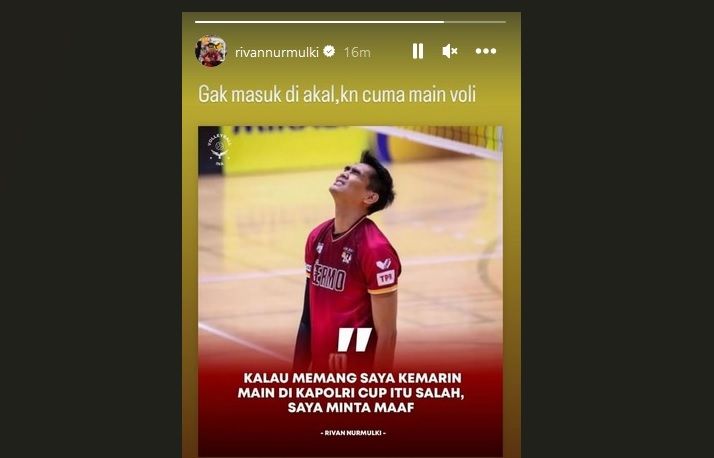 Disalahkan PBVSI Gegara Kapolri Cup, Rivan Nurmulki Langsung Bilang Begini di IG Story-nya