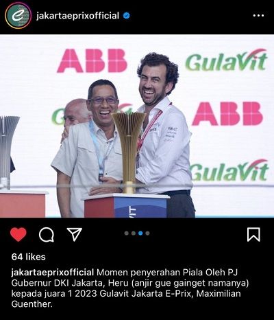 Viral, Foto Screenshot Akun Instagram Jakarta ePrix Tak Tahu Nama Lengkap Heru PJ Gubernur DKI