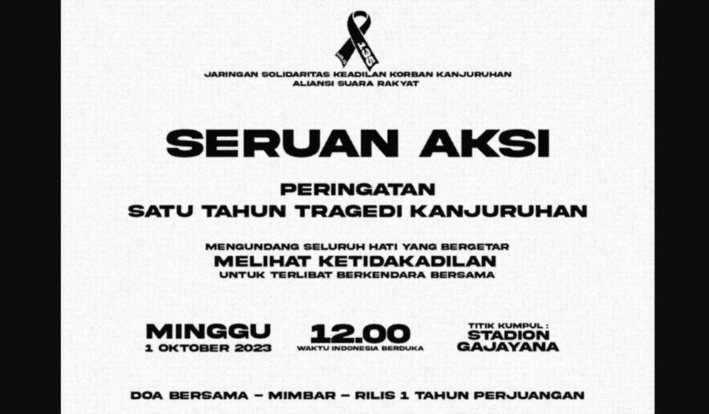 Satu Tahun Tragedi Kanjuruhan: Seruan Aksi di Malang Hingga Desakan 1 Oktober Tanpa Sepakbola