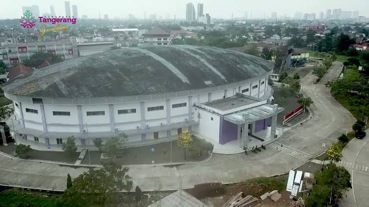 GOR Kelapa Dua Tangerang yang jadi arena pertandingan Livoli Divisi Utama Seri I