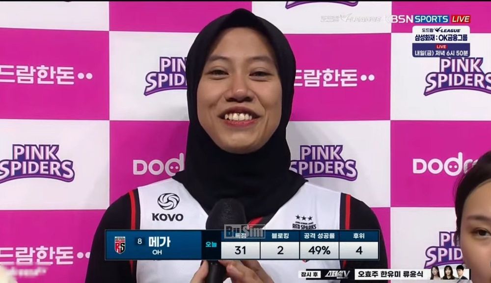 Jumlah dan Sebaran Poin Megawati Hangestri di Liga Voli Korea Selatan