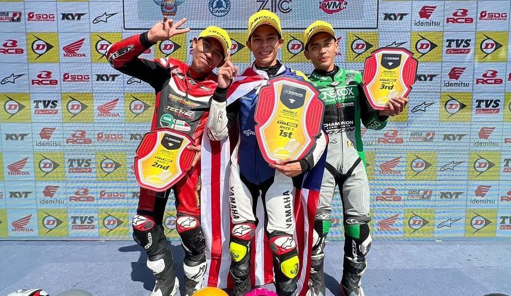 Tiga pembalap Malaysia yang jadi penghuni podium kelas UB150 ARRC Zhuhai, Sabtu (4/11/2023)