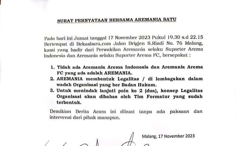 Awal Mula Perpecahan Aremania sampai Akhirnya Kini Bersatu Kembali