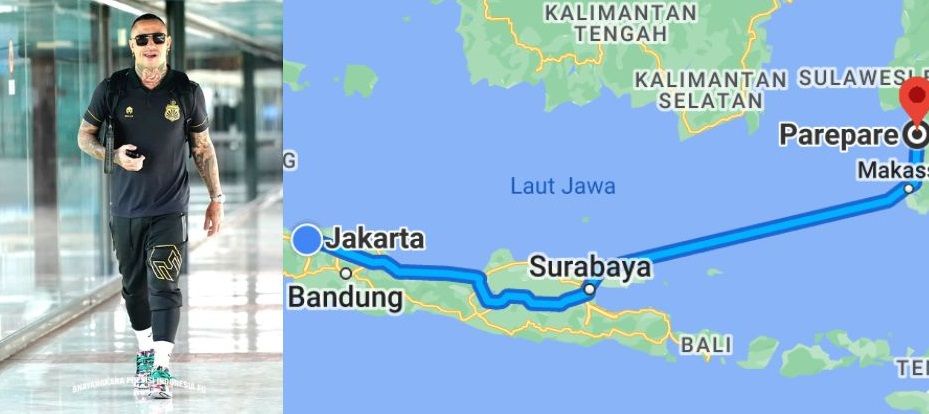 Radja Nainggolan saat berada di Bandara Soetta dalam perjalanan menuju Parepare