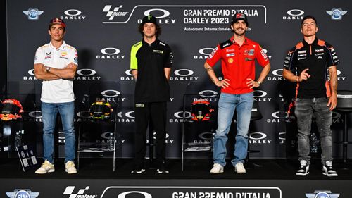 Empat pembalap MotoGP yang mengikuti press conference sehari jelang MotoGP Italia, Kamis (8/6/2023)