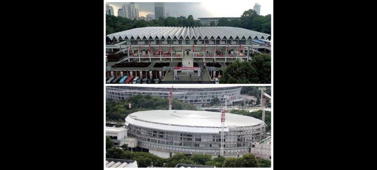 Istora (atas) dan IMS Arena (bawah)