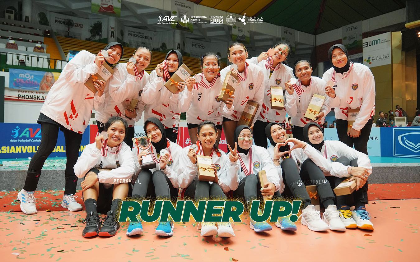 Tim voli putri Indonesia usai laga final AVC Challenge Cup for Women 2023